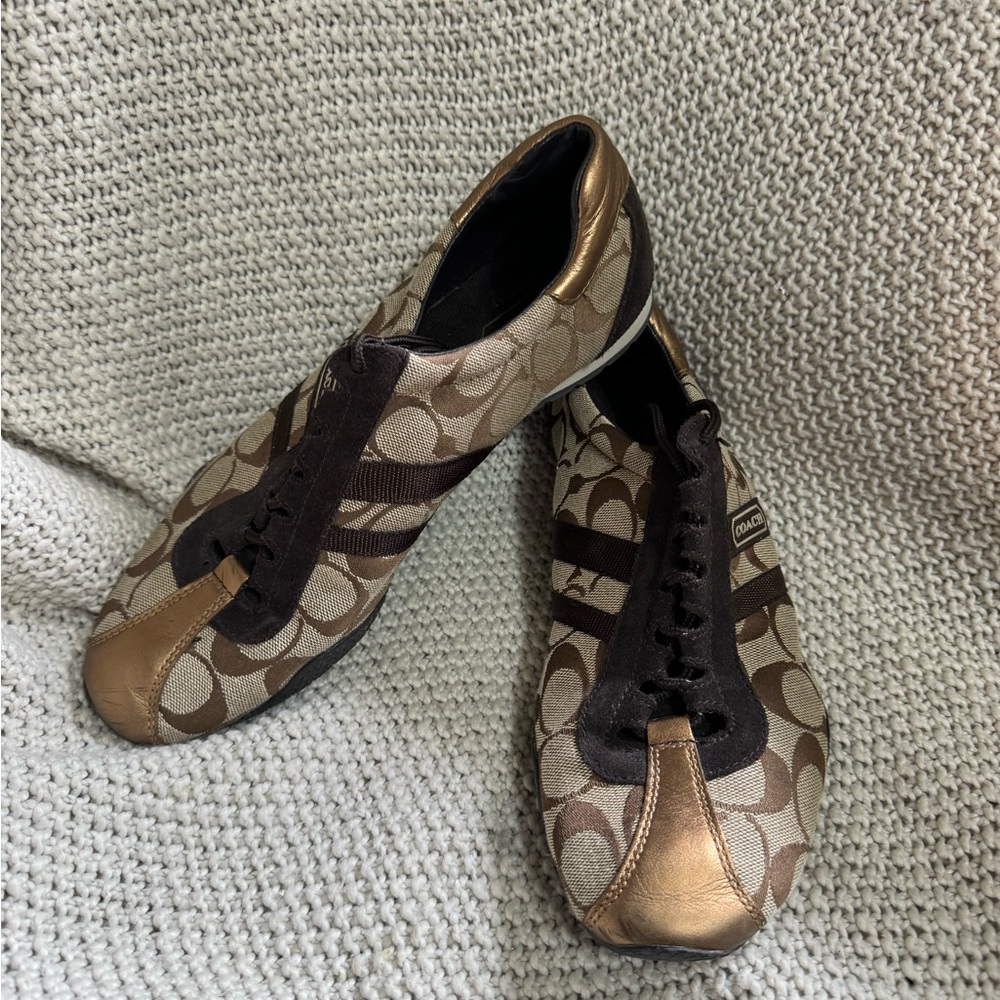 Coach 9.5M ‎ Brown on Brown Kate C Pattern Athletic Sneakers